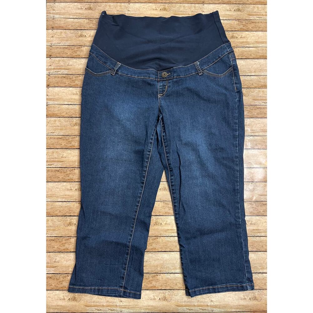 Thyme Maternity Slim Cropped Capri Stretch Jeans 4 Pocket Size Large